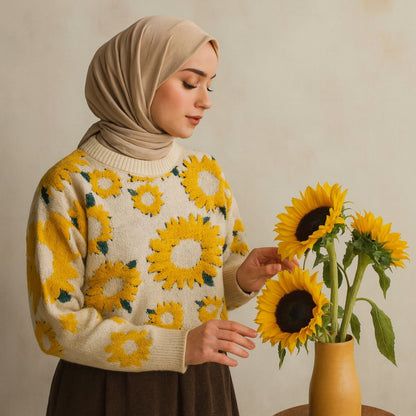 Ayçiçeği Desenli Kazak